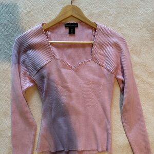 House of Harlow 1960 Pink Fitted Ribbed Blouse
